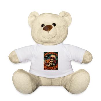 Attendant l’anticipation du squelette d’Halloween - Nounours - blanc - Devant