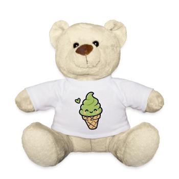 Kawaii Matcha IceCream Cone - Teddy Bear - white - Front
