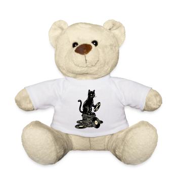 Lustige Katze auf Schallplatten Vinyl LP Musik - Teddy - Weiß - Vorne