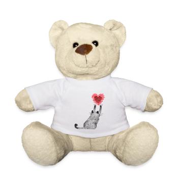 Heart paw cat grabs heart - Teddy Bear - white - Front