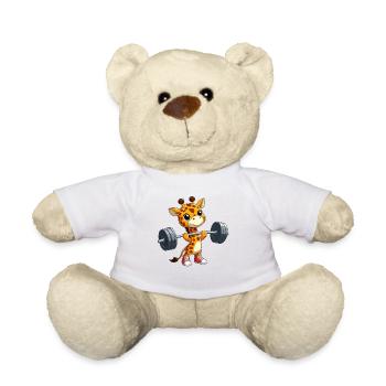 Giraffe Dumbbell Cartoon Fitness Workout Training - Teddy Bear - white - Front
