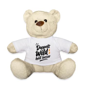 Doppelt_Wild_haelt_besser_Schwarz - Teddy - Weiß - Vorne
