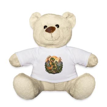 Dino family in the volcanic forest - Teddy Bear - white - Front