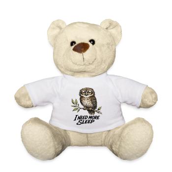 Hibou Fatigué Vintage I NEED MORE SLEEP - Nounours - blanc - Devant