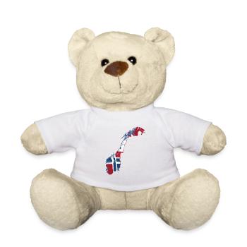  Norwegen Karte Flagge Skandinavien Reise - Teddy - Weiß - Vorne
