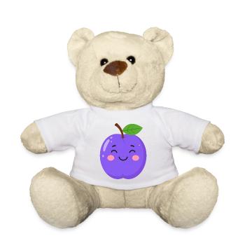Blue-Purple Kawaii Plum – Sweet Fruit Design - Teddy Bear - white - Front