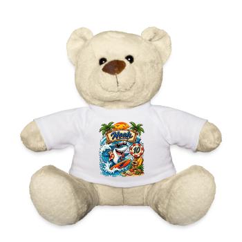 Noah Shark Surfer 10th Birthday - Teddy Bear - white - Front