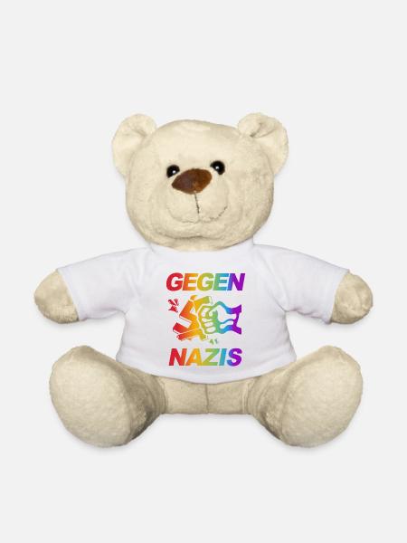 Regenbogenfaust Gegen Nazis - Teddy - Weiß