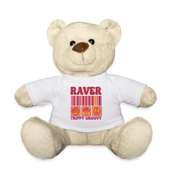 Raver Trippig Groovy Hippie Pilz-Rave - Teddy - Weiß - Vorne