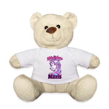 Mein Einhorn scheißt auf Nazis Regenbogen Humor - Teddy - Weiß - Vorne