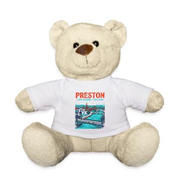 Preston Lancashire England Retro Cityscape Novelty - Teddy - Weiß - Vorne