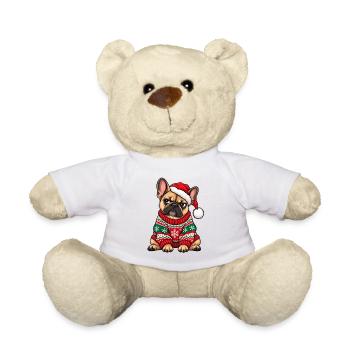 Weihnachten Bulldogge Frenchie Hund Geschenk - Teddy - Weiß - Vorne