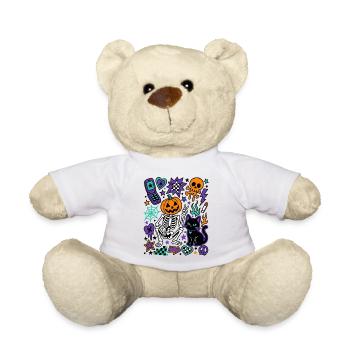 Y2K Gruseliges Halloween-Kürbisskelett - Teddy - Weiß - Vorne