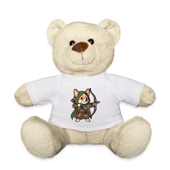 Niedlicher Corgi-Bogenschütze-RPG Fantasy-Gamer-Hund - Teddy - Weiß - Vorne