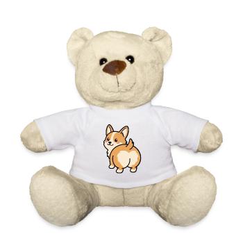 Süßer Corgi-Po Kawaii Fluffy Dog Heart Po Geschenk - Teddy - Weiß - Vorne