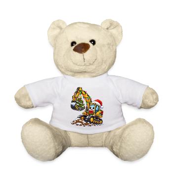 Weihnachtsbagger mit Baumzauber - Teddy - Weiß - Vorne