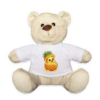 Süße Cartoon Ente mit Ananas Tropisch - Teddy - Weiß - Vorne