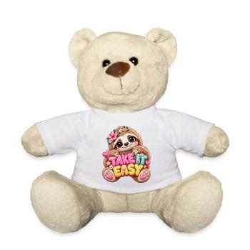 Faultier Relax Blumen - Teddy - Weiß - Vorne