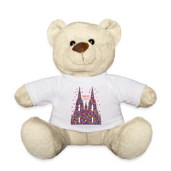 Kölner Dom mit Konfetti Karneval Fasching Köln - Teddy - Weiß - Vorne