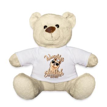 Wunschlos glücklich – Lustiger Lama Spruch - Teddy - Weiß - Vorne