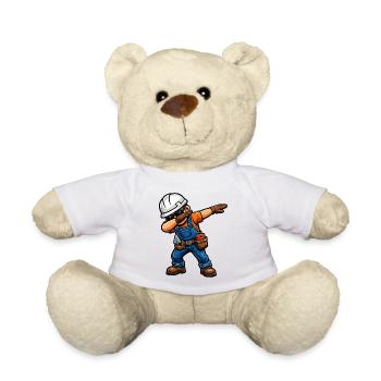 Dabbing Maurer – Lustiges Handwerker Motiv - Teddy - Weiß - Vorne
