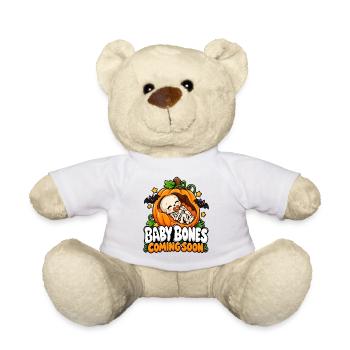 Kürbis-Skelett Baby Bones Ankündigung - Teddy - Weiß - Vorne
