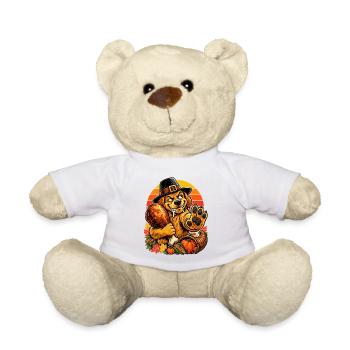 Thanksgiving Hund verteidigt Truthahn Retro - Teddy - Weiß - Vorne
