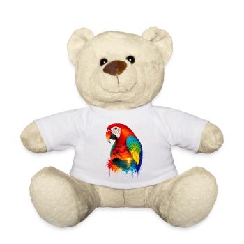 Tropical Sunset Palm Sea Beach Parrot Papagei - Teddy - Weiß - Vorne