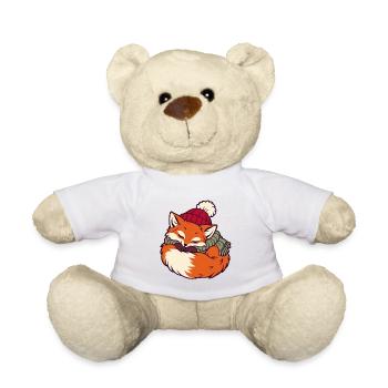 Schlafender Fuchs im Schal - Teddy - Weiß - Vorne