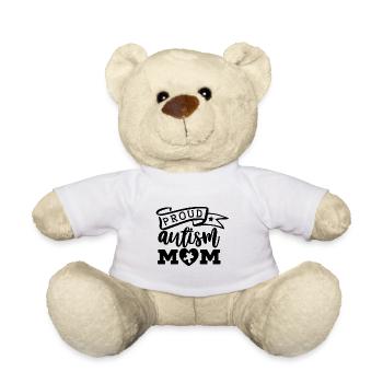 Autism Awareness Proud Autism Mom - Teddy Bear - white - Front