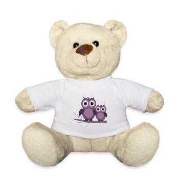 deux hiboux prune pourpre lilas - Nounours - blanc - Devant