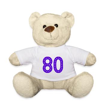 80 YEARS. 80TH ANNIVERSARY. BIRTHDAY 80 YEARS. 80 - Teddy Bear - white - Front