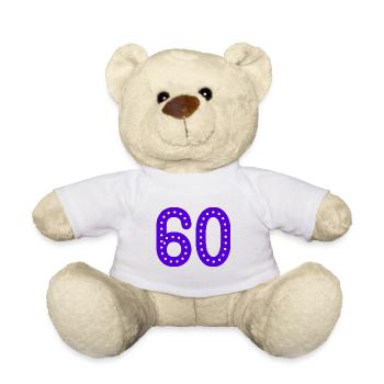 60 YEARS. 60TH ANNIVERSARY. BIRTHDAY 60 YEARS. YEAR - Teddy Bear - white - Front