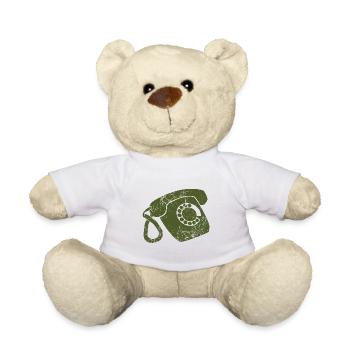 Generation rotary dial landline telephone - Teddy Bear - white - Front
