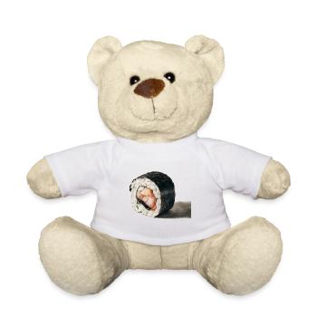 Holzkohlezeichnung von Sushi - Teddy - Weiß - Vorne