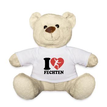 I Love Fechten - Herz - Sport - Teddy - Weiß - Vorne