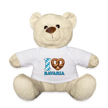 I Love Bavaria Pretzel - Heart - Saying - Teddy Bear - white - Front