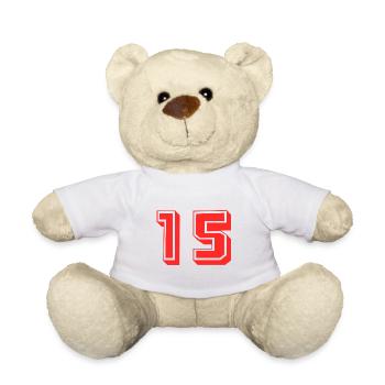 15 JAHRE. 15-jähriges JUBILÄUM. GEBURTSTAG 15 JAHRE. 15 - Teddy - Weiß - Vorne