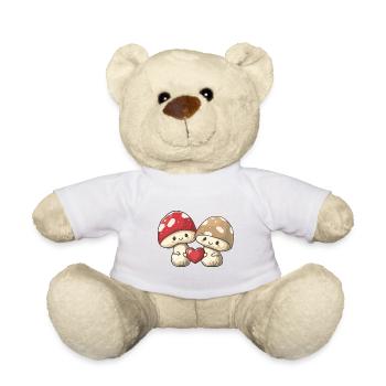 Champignons Couple Amour Coeur Saint Valentin - Nounours - blanc - Devant