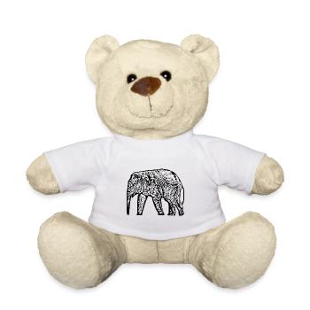 Elefant Baby schwarz - Teddy - Weiß - Vorne