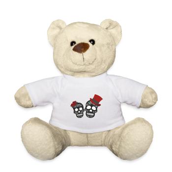 joli motif crâne tête de mort colorée style - Nounours - blanc - Devant