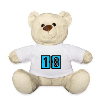 18 ANS. 18e ANNIVERSAIRE. ANNIVERSAIRE 18 ANS. 18 - Nounours - blanc - Devant