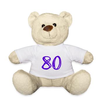 80 YEARS. 80TH ANNIVERSARY. BIRTHDAY 80 YEARS. 80 - Teddy Bear - white - Front