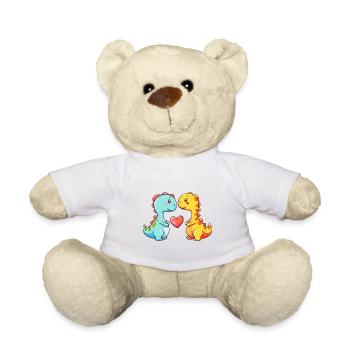 Dinosaure Brontosaure Couple Amour Couple Amour Couple - Nounours - blanc - Devant
