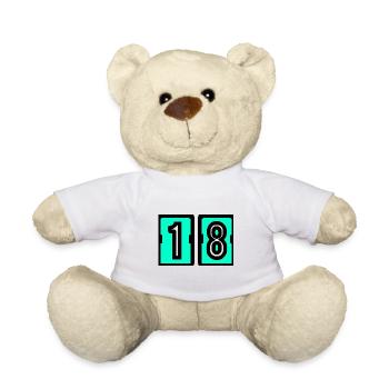 18 ANS. 18e ANNIVERSAIRE. ANNIVERSAIRE 18 ANS. 18 - Nounours - blanc - Devant