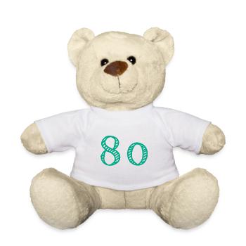 80 YEARS. 80th ANNIVERSARY. ANNIVERSARY 80 YEARS. 80 - Teddy Bear - white - Front