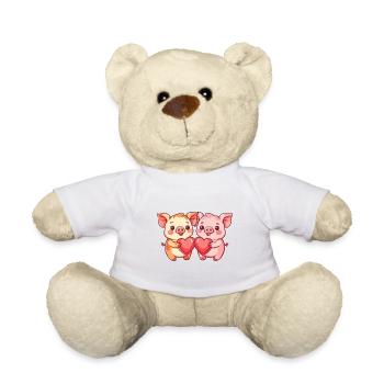 Cochon Couple Amour Couple Amoureux - Nounours - blanc - Devant