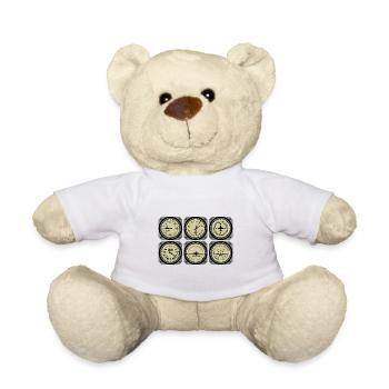 Airplane Pilot Flying Steering Cockpit I Gift - Teddy Bear - white - Front