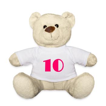 10. 10 YEARS. 10TH ANNIVERSARY. BIRTHDAY 10 YEARS - Teddy Bear - white - Front