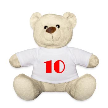 10 ANS. 10e ANNIVERSAIRE. ANNIVERSAIRE 10 ANS. DIX - Nounours - blanc - Devant